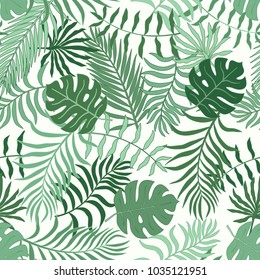Tropical background with palm leaves. Seamless jungle floral pattern. Summer vector illustration