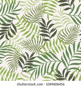Tropical background with palm leaves. Seamless floral pattern. Summer vector illustration