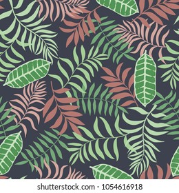 Tropical background with palm leaves. Seamless floral pattern. Summer vector illustration