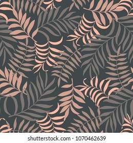 Tropical background with palm leaves. Seamless floral pattern. Summer vector illustration