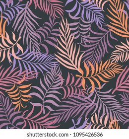 Tropical background with palm leaves. Seamless floral pattern. Summer vector illustration