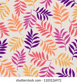 Tropical background with palm leaves. Seamless floral pattern. Summer vector illustration