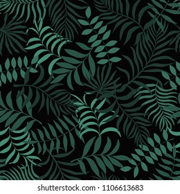 Tropical background with palm leaves. Seamless floral pattern. Summer vector illustration