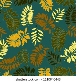 Tropical background with palm leaves. Seamless floral pattern. Summer vector illustration