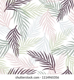 Tropical background with palm leaves. Seamless floral pattern. Summer vector illustration