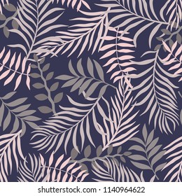 Tropical background with palm leaves. Seamless floral pattern. Summer vector illustration