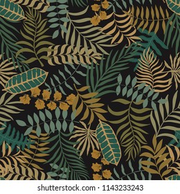 Tropical background with palm leaves. Seamless floral pattern. Summer vector illustration