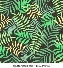 Tropical background with palm leaves. Seamless floral pattern. Summer vector illustration