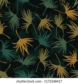 Tropical background with palm leaves. Seamless floral pattern. Summer vector illustration. Flat jungle print