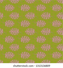 Tropical background - palm leaves seamless pattern.