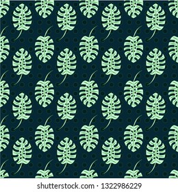 Tropical background - palm leaves seamless pattern.