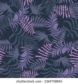 Tropical background with palm leaves. Seamless floral pattern. Summer vector illustration. Flat jungle print