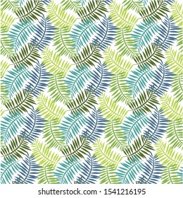 Tropical background with palm leaves. Seamless floral pattern
