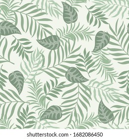 Tropical background with palm leaves. Seamless floral pattern. Summer vector illustration. Flat jungle print