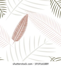 Tropical background with palm leaves. Seamless floral pattern. Summer vector illustration. Flat jungle print