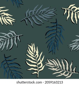 Tropical background with palm leaves. Seamless floral pattern. Summer vector illustration. Flat jungle print