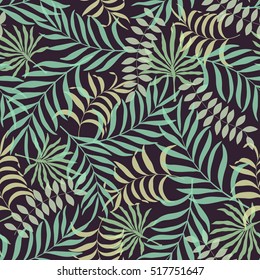 Tropical background with palm leaves. Seamless floral pattern