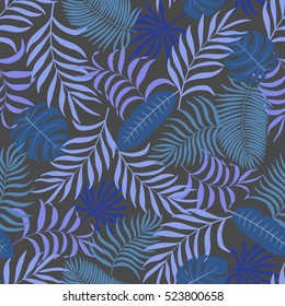 Tropical background with palm leaves. Seamless floral pattern