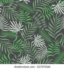 Tropical background with palm leaves. Seamless floral pattern