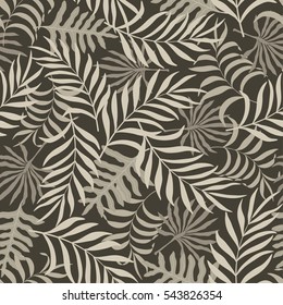 Tropical background with palm leaves. Seamless floral pattern