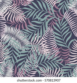 Tropical background with palm leaves. Seamless floral pattern