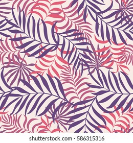 Tropical background with palm leaves. Seamless floral pattern