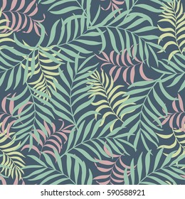 Tropical background with palm leaves. Seamless floral pattern