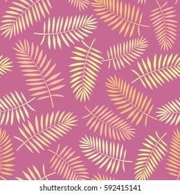 Tropical background with palm leaves. Seamless floral pattern