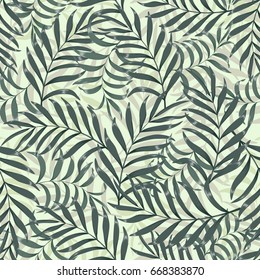 Tropical background with palm leaves. Seamless floral pattern