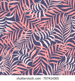 Tropical background with palm leaves. Seamless floral pattern
