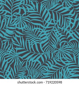 Tropical background with palm leaves. Seamless floral pattern