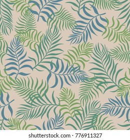 Tropical background with palm leaves. Seamless floral pattern. Summer vector illustration