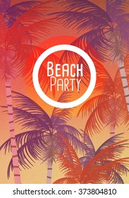 Tropical Background with Palm Tree - Vector Illustration