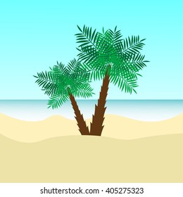 Tropical background with palm trees on summer beach