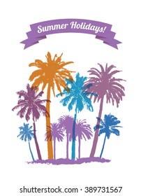 Tropical Background with Palms for T-shirt. Summer Traveling.