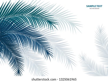 Tropical background. Realistic palm tree leaves. Exotic beauty for travel Design, promotion and marketing. Vector illustration - Vector graphics
