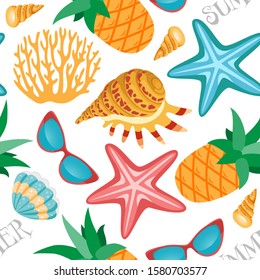 Tropical background seamless pattern. Tropical beach wallpaper. Summer party print pattern