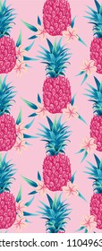 Tropical background. Seamless pattern colorful pineapples