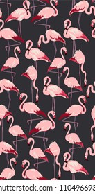 Tropical background. Seamless pattern colorful flamingo