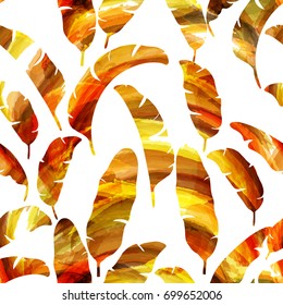 Tropical background seamless pattern of imitation of watercolor palms. Botanical vector wallpaper