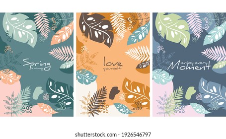 Tropical background. Summer banner set