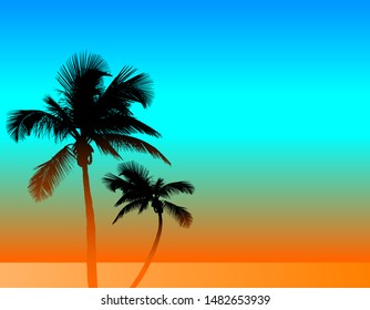 A tropical background with two palm trees.  A template with room for your text.   