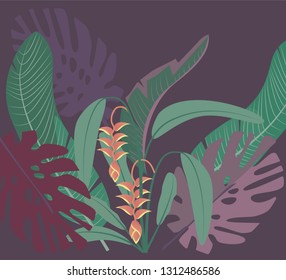 Tropical background vector. Botanical illustration. 