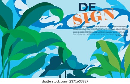 Tropical background, vector, tropical design with a combination of abstract, colorful, and dummy text. Perfect for creative design background, banner, flayer, graphic design, etc..