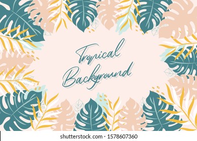 Tropical background. Vector background with tropical leaves - Shutterstock ID 1578607360