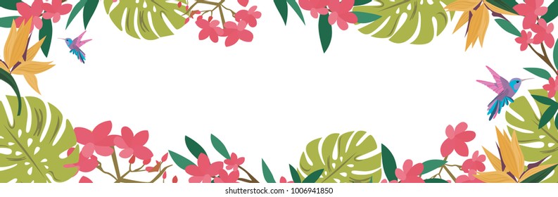 Tropical Background Vector Tropical Palm Leaves Stock Vector (Royalty ...