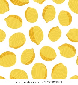 Tropical  background with yellow lemons. Fruit repeated background. Vector bright print for fabric or wallpaper