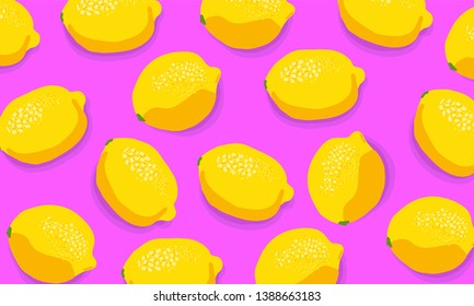 Tropical  background with yellow lemonsTropical seamless pattern with yellow lemons. Fruit repeated background. Vector bright print for fabric or wallpaper