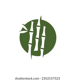 Tropical Bamboo Forest Logo, Tree Trunk and Leaf Design, Vector Illustration Symbol