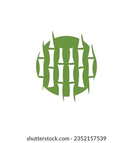 Tropical Bamboo Forest Logo, Tree Trunk and Leaf Design, Vector Illustration Symbol